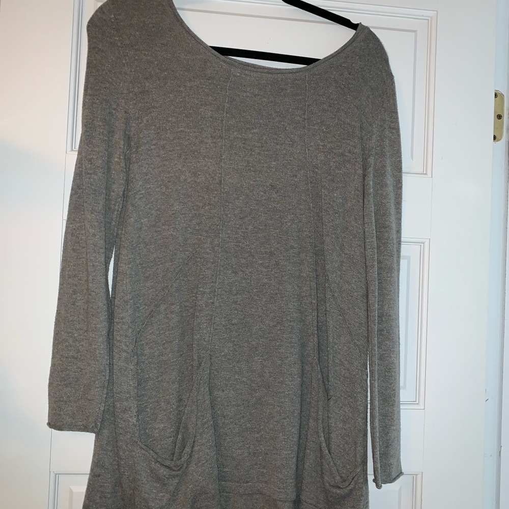 Gray August silk long sleeve shirt